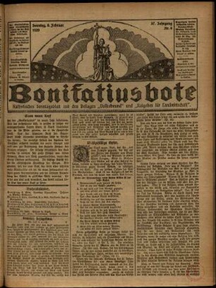 Erste Ausgabe vom Sonntag, den 08. Februar 1920.