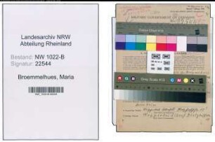 Entnazifizierung Maria Broemmelhues , geb. 02.03.1902 (Bakteriologin)