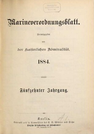 Marineverordnungsblatt. 15. 1884