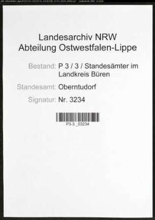 Sterberegister Standesamt Oberntudorf