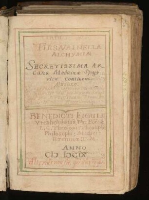 Benedictus Figulus: Thesaurinella alchymiae (1609), dt.