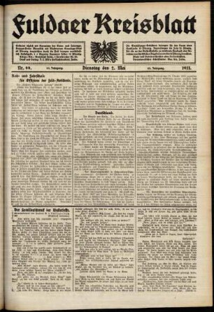 Ausgabe vom Dienstag, den 02. Mai 1911.