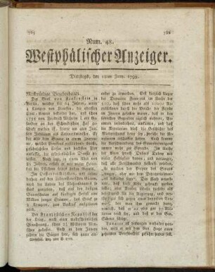 Num. 48. Dienstags, den 18ten Juny. 1799