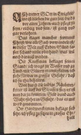ACh trewer GOtt in Ewigkeit/ || wo ist blieben die gute zeit/
