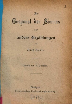 Ein Gespenst der Sierras und andere Erzählungen