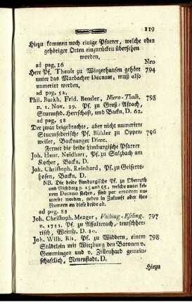 Hiezu kommen noch einige Pfarrer, welche oben gehöriger Orten einzurücken übersehen worden.