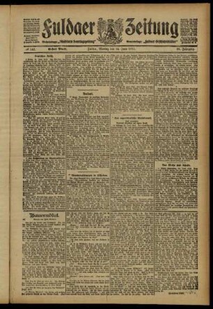 Erste Ausgabe vom Montag, den 24. Juni 1912.