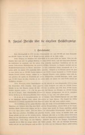 B. Spezial-Berichte über die einzelnen Geschäftszweige.