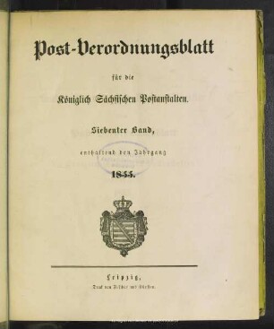 7.1855: Post-Verordnungsblatt für die Königlich Sächsischen Postanstalten