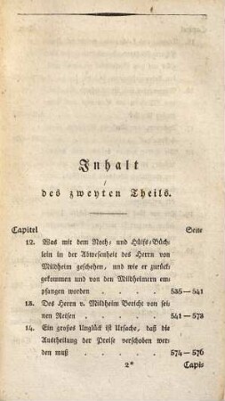 Das Noth- und Hülfs-Büchlein oder lehrreiche Freuden- und Trauer-Geschichte des Dorfes Mildheim, Zweyter Theil