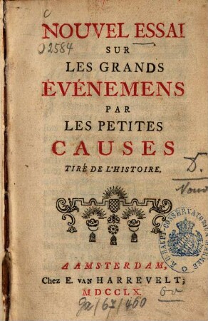 Nouvel essai sur les grands événemens par les petites causes, tiré de l'histoire