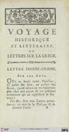 Lettre trente-unième: Sur les arts