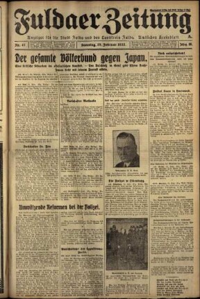 Ausgabe vom Samstag, den 25. Februar 1933.