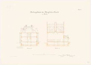 Küchen-, Maschinen- und Werkstättengebäude der Charité, Berlin: Küchengebäude: Querschnitte 1:100