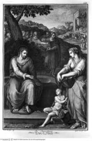 L'Etruria pittrice ovvero Storia della pittura toscana dedotta dai suoi monumenti che si esibiscono in stampa dal secolo X fino al presente / Marco Lastri. Traduttore in francese, Giuseppe Villette Firenze : Pagni & Bardi, 1791 - 1795. - 1 - 2 ; 2°Die Samariterin (tav. LIX) - L'Etruria pittrice ... Band 1.