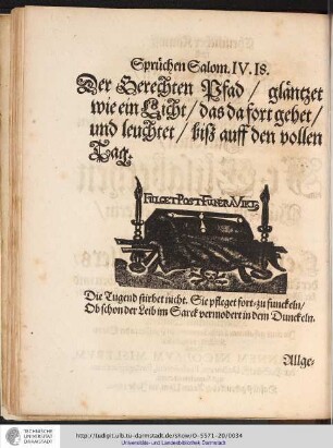 Sprüchen Salom. IV. I8. Der Gerechten Pfad / ...