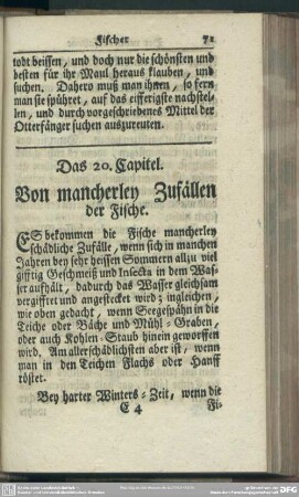Das 20. Capitel. Von mancherley Zufällen der Fische