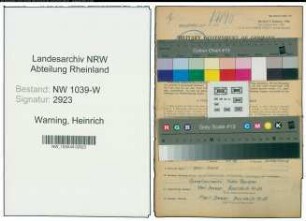 Entnazifizierung Heinrich Warning , geb. 03.12.1911 (Schichtmeister)