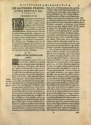 Dispvtatio Philosophica De Actione Prodvctiva Corporis Natvralis