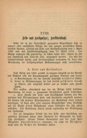 XVIII. Feld- und Forstpolizei; Forstdiebstahl
