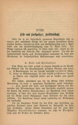 XVIII. Feld- und Forstpolizei; Forstdiebstahl