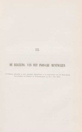 II. De regeling van het Indische Muntwezen
