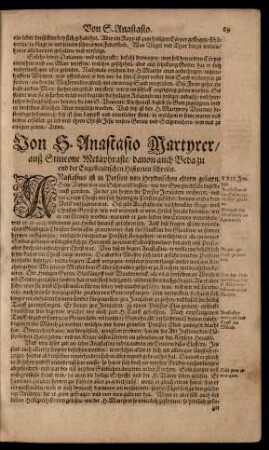Von S. Anastasio Martyrer/ ...