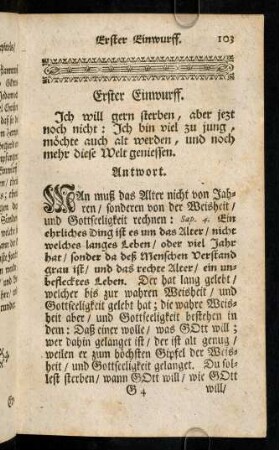 103-113, Erster Einwurff; Der andere Einwurff; ...