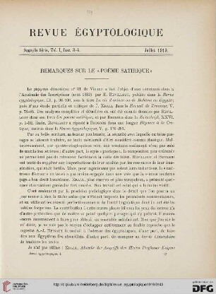 N.S. 1.1919: Remarques sur le "poème satirique"