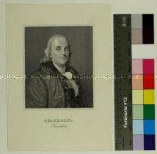 Porträt des amerikanischen Schriftstellers, Erfinders und Staatsmannes Benjamin Franklin