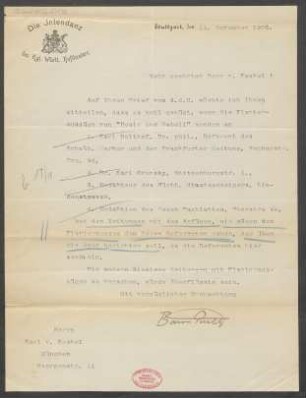 Brief an Karl von Kaskel : 11.11.1903