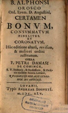 Certamen bonum ...