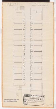 Reichsluftfahrtministerium, Berlin: Teilgrundriss L2 (4. OG) 1:100