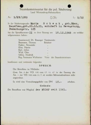 Schenk, Maria, geb. Eder