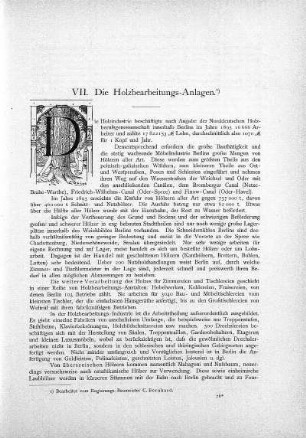 VII. Die Holzbearbeitungs-Anlagen