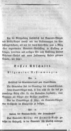 Gesetzes-Entwurf betreffend das Gemeinde-Bürger- und Beisitz-Recht