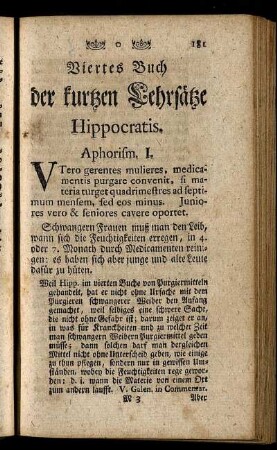 Viertes Buch der kurtzen Lehrsätze Hippocratis.