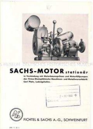 Stationärer Sachs-Motor für Baumspritzen und Füllpumpen