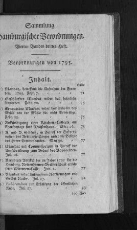 Sammlung Hamburgischer Verordnungen. : Vierten Bandes drittes Heft.