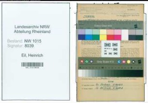 Entnazifizierung Heinrich Van Eil , geb. 11.08.1894 (Schlosser)