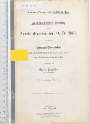 Anatomisch-histologische Untersuchung von Nereis diversicolor, O. Fr. Müll