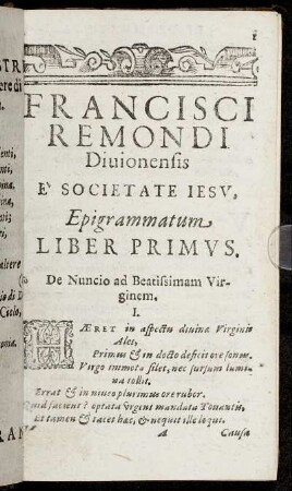 Liber Primus. De Nuncio ad Beatisimam Virginem.