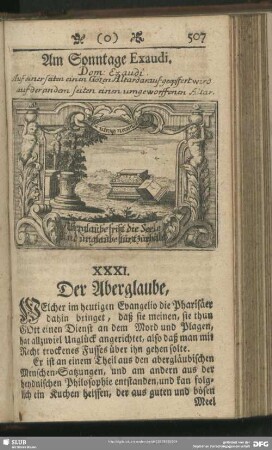 XXXI. Aberglaube