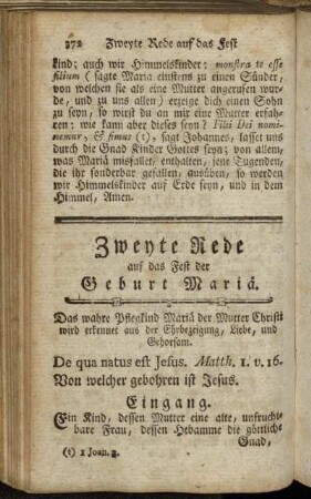Zweyte Rede auf das Fest der Geburt Mariä