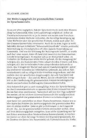 Der Bedeutungsgehalt der grammatischen Formen im Sprachunterricht
