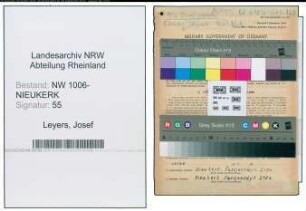 Entnazifizierung Josef Leyers , geb. 14.09.1908 (Elektriker)