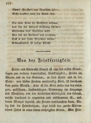 Von der Friedfertigkeit