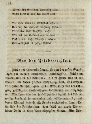 Von der Friedfertigkeit