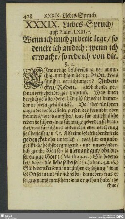 XXXIX. Liebes-Spruch, auß Psalm. LXIII, 7