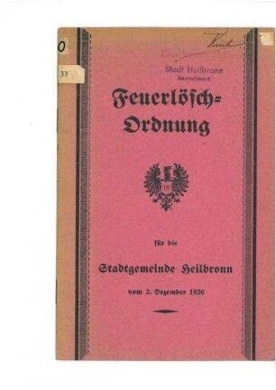 Feuerlöschordnung für die Stadtgemeinde Heilbronn (Feuerwehr)